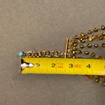 Multi Strand Beaded Necklace Gold Tone Metal, Turquoise, Green & Amber By Sequin Blue Photo 6