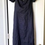 Reformation  Dress Denver Linen Slit Tie-Back Midi Wedding Summer Black 6 GUC Photo 0