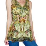 Apt. 9 Y2K Green Abstract Geometric Kaleidoscope Sequin Tank Top Photo 0