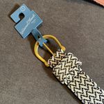 Universal Threads Women’s Black & Cream Colored Diagonal Patterned Belt Gold Buckle Size S NWT Photo 1