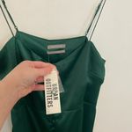 Urban Outfitters NEW NWT  Padova Satin Slip Dress Emerald Green Button Front Mini Photo 6