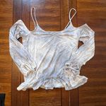 American Eagle  AEO Soft & Sexy Gray White Tie Dye Cold Shoulder Top Size Medium Photo 4