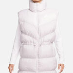 Nike NWT Women's Small Gray/Lavender Therma-Fit Loose Long Wind Puffer Vest Photo 0
