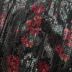 Torrid Black Red Floral Sequins Open Front Long Kimono Jacket Holiday NYE - 1X Photo 6