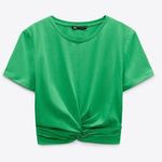 ZARA NWT  green cropped twist front knotted t shirt Photo 0