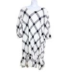 Ashley Stewart  Black & White Gingham Ruffle Hem Midi Dress NWT Size 34/36 Photo 1