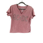 AC/DC Women's Pink Short Sleeve Tee with Pearl Embellishments M Photo 6