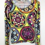 Fuzzi Shirt Womens Small Multi Color Bright Loud Kaleidoscope Print Long Sleeves Yellow Photo 0