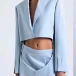 Burberry NWT Ladies Pale Blue Wool Step-through Blazer rare size 10 Photo 0