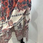 Three Hearts Pink and white paisley print boho smocked ruffle maxi dress size XL Photo 5