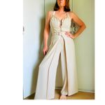 Vintage 90s Beige Nude Formal Jumpsuit Size 6 | Elegant Cocktail Evening Photo 5
