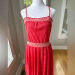 Vintage 70’s 80’s Ginger Snaps Coral Red White Terrycloth Dolphin Hem Midi Dress Photo 11