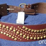 Cache Espresso Leather Nail Head Grommets Belt Buckles Pant New Matches Top $98 Photo 4