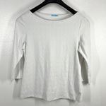 J. McLaughlin ‎ XL White Textured 3/4 Sleeve Boat Neck Top Blouse Photo 0
