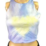 ZARA Womens Crop Top Tank Top Tie Dyed Sleeveless Halter Top Blue Yellow Medium Photo 2