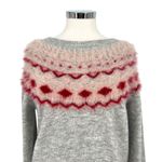 FATE Fair Isle Sweater Crewneck Gray Red Pink Size Medium Photo 1