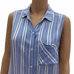 Staccato  Blue Striped Sleeveless Button Up Tunic Top Blouse Womens Large Photo 3