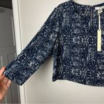 Kenar BNWT!  Women's Navy Patterned Boxy Crop Top Size L Photo 4