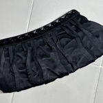 Stuart Weitzman  Black Satin Pleated Clutch with Studded Trim Evening Handbag Photo 0