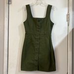 Urban Outfitters  Green Denim Dress Mini Fall Army Olive Button Front 4 Photo 1