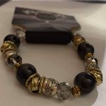 Bracelet brazalete woman gold and gray color BEADED STRETCH BRACELET Black Photo 1