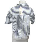 ZARA NEW  White Blue Striped Short Sleeve Button Pockets Crop Shirt Blouse Top XL Photo 1