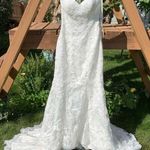 Maggie Sottero Chesney Lace Trumpet Wedding Dress Size 6 White Photo 0