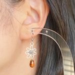 Handmade retro vintage fairy boho funky hippie style quality spiral flower dangle earrings🌀🤎🌱 Photo 5