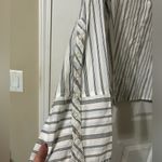 Elizabeth and James  Wide Cuff Striped Button Down White Gray Striped Shirt Large Photo 3