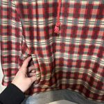 Double hooded plaid hoodie with thumb holes XL Red Photo 3