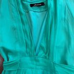 Olivaceous 100% silk plunging V-neck aqua high low dress size small Photo 4