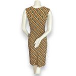ABS Allen Schwartz  Faux Wrap Dress Graphic Print Blocks Diagonal Brown‎ Medium Photo 1