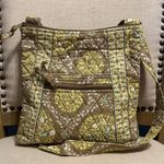 Vera Bradley Large Green and Brown Floral Cotton Crossbody Bag Photo 0
