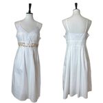 kim rogers Midi Sundress Beaded A-line High Waist V-neck White Women’s Size 12 Photo 8