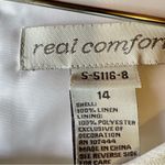 100% Linen White with Pink Embroidered Palm Trees Midi Tank Dress Real Comfort Size 14 Photo 4