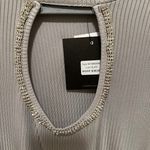 Marc New York Grey Silver Rhinestone Crystal Keyhole Long Sleeve Blouse Top XL Photo 2