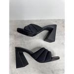 Open Edit  Sandals Size 6.5‎ Black Open Toe Block Heel Fabric Upper Photo 5