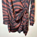 House of Harlow 1960 Women's Brown Zebra Print Long Sleeve Wrap Dress Medium Photo 3