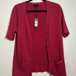 Talbots Pima Cotton Cardigan XL Petite Red Cable Knit Button Front NWT Photo 0