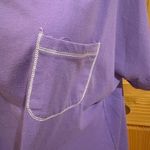 Anne Klein Purple Boxy Relaxed pocket T-Shirt with white contrast stitching Photo 2