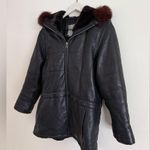 Andrew Marc Leather Jacket with Fur Trim and Hood - Womens Size S Photo 1