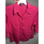 Eileen Fisher  PL Petite Large Womens Top 3/4 Sleeve Button Linen Blend Pink Photo 12