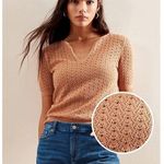Banana Republic  Womens Organically Cotton Pointelle Sweater Short Sleeve Tan Md Photo 0