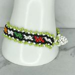 Colorful Beaded Toggle Close Bracelet Green White Yellow Red Orange Black Photo 7