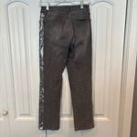frame denim Frame Gray Le High Straight Leg Silver Foil Tuxedo Stripe Jeans Size 26 Photo 1
