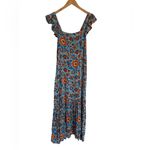 House of Harlow 1960 Blue Orange Ruffled Flutter Sleeve Maxi Boho Dress M Size M Photo 6
