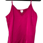 A New Day A New Day Satin Cami Tank Size XL Pink Y2K V Neck Lace Trim Photo 0