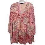 ZARA  Boho Patchwork Floral Dress Pink Red Long Sleeve Tassel Tie Mini Sz Small Photo 1