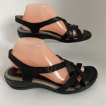 Ecco  Women's Sz 41 Strappy Black & Silver Sandals 1" Heel Crisscross Photo 1