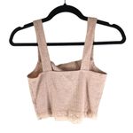 American Eagle  Womens Ribbed Square Neck Tank Top Lace Trim Beige Pink Size S Photo 1